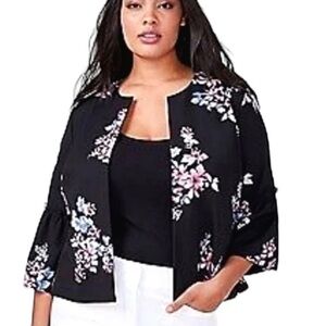 Lane Bryant 2 Piece Set Bell Sleeve Open Front Lightweight Summer Jacket & Top
